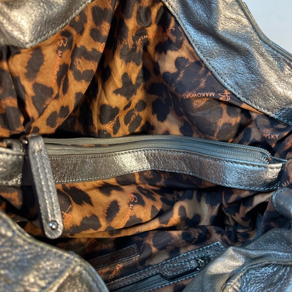 ꧁ B Makowsky Silver ‘Lisbon’ Leather Shopper ꧂ - Picture 3 of 5